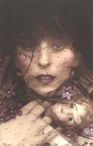 Gary Johnson - Veiled Woman with Doll. silver print (hand-colored)