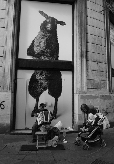 Stanko Abadžic - Street Scene with Large Sheep Poster