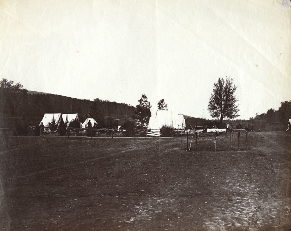 Isaac H. Bonsall - Army Tent Camp With Guards and Pole Fences, Near Chattanooga, Tennessee Isaac H. Bonsall - Army Tent Camp With Guards and Pole Fences, Near Chattanooga, Tennessee