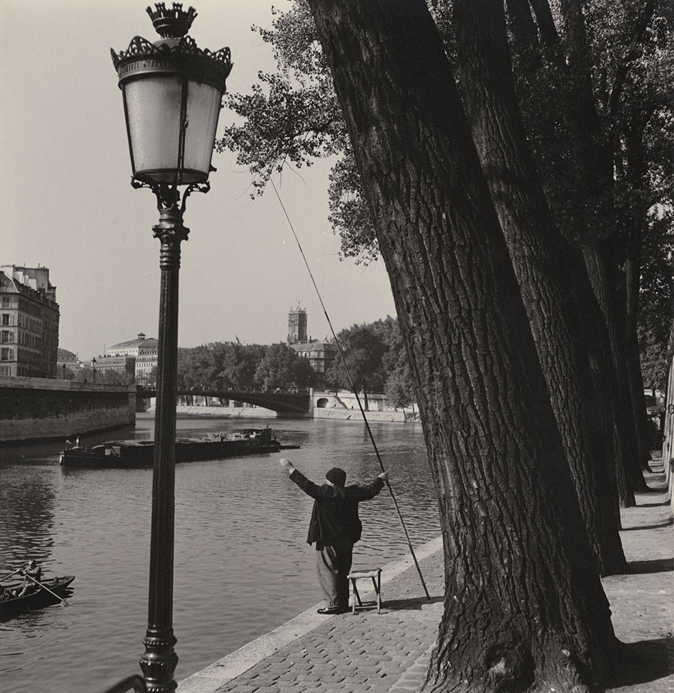Albert Monier - Fisherman on the Seine on Ile Saint-Louis, Paris (Notre Dame in Background Albert Monier - Fisherman on the Seine on Ile Saint-Louis, Paris (Notre Dame in Background
