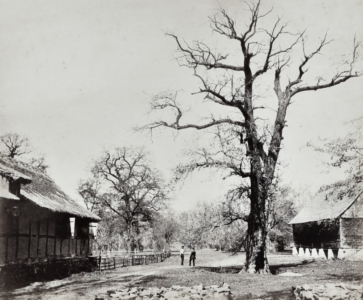 Gustav Völkerling - Two Figures in Landscape with Trees and Farm Buildings Gustav Völkerling - Two Figures in Landscape with Trees and Farm Buildings