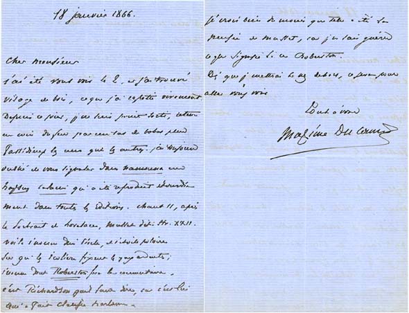 Maxime Du Camp - Letter Maxime Du Camp - Letter