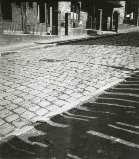 Geza Vandor - Cobblestone Street and Shadows, Paris Geza Vandor - Cobblestone Street and Shadows, Paris