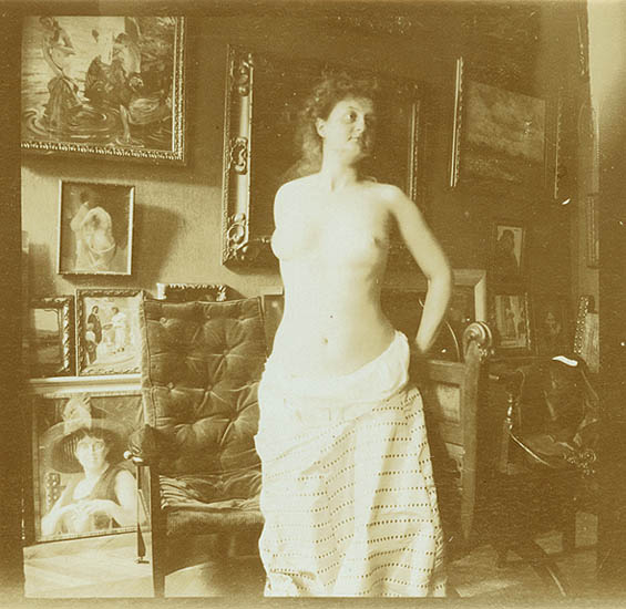 Auguste Pierre Delbet - Female Nude Study in the Studio (Standing) Auguste Pierre Delbet - Female Nude Study in the Studio (Standing)